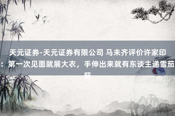 天元证券-天元证券有限公司 马未齐评价许家印：第一次见面就展大衣，手伸出来就有东谈主递雪茄