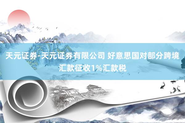 天元证券-天元证券有限公司 好意思国对部分跨境汇款征收1%汇款税