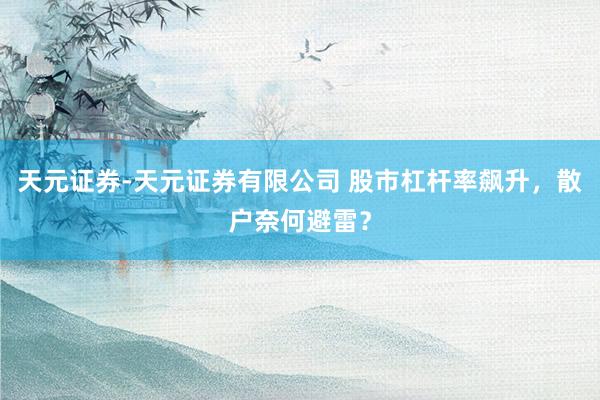 天元证券-天元证券有限公司 股市杠杆率飙升，散户奈何避雷？